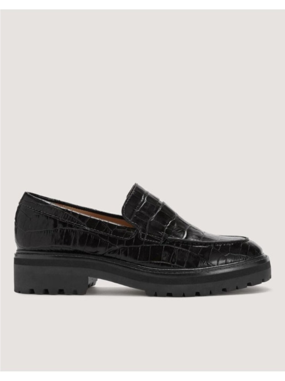 Everlane Black Croc-Embossed Lug Sole Loafers - Picture 2 of 10